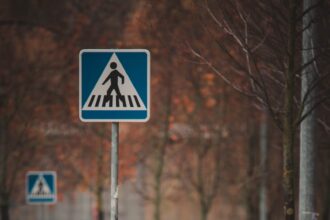 a street sign that has been flooded with water