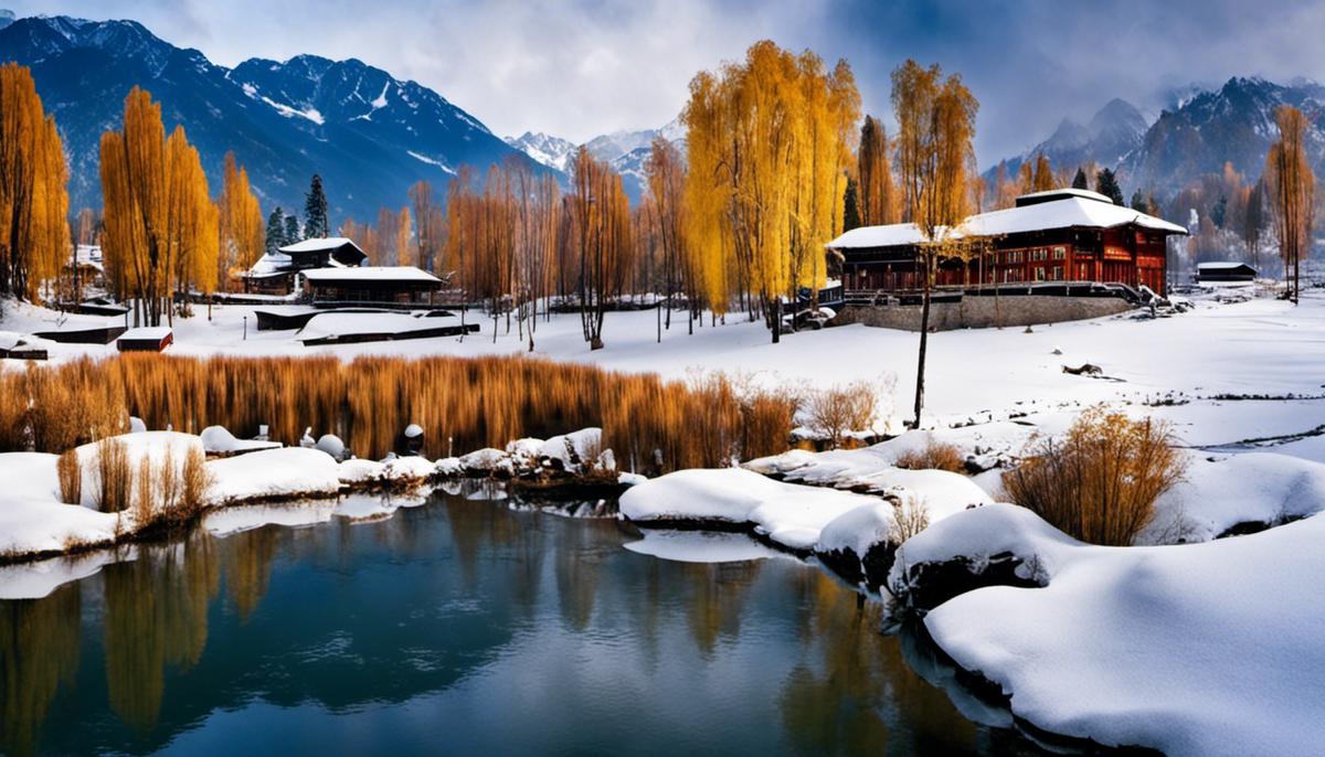 Kashmir's Four Seasons: A Rhythmic Cycle - Image of beautiful landscapes in Kashmir during different seasons.