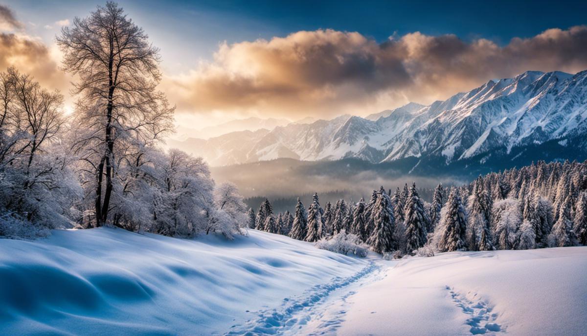 A breathtaking image of a snow-covered landscape in Kashmir during winter
